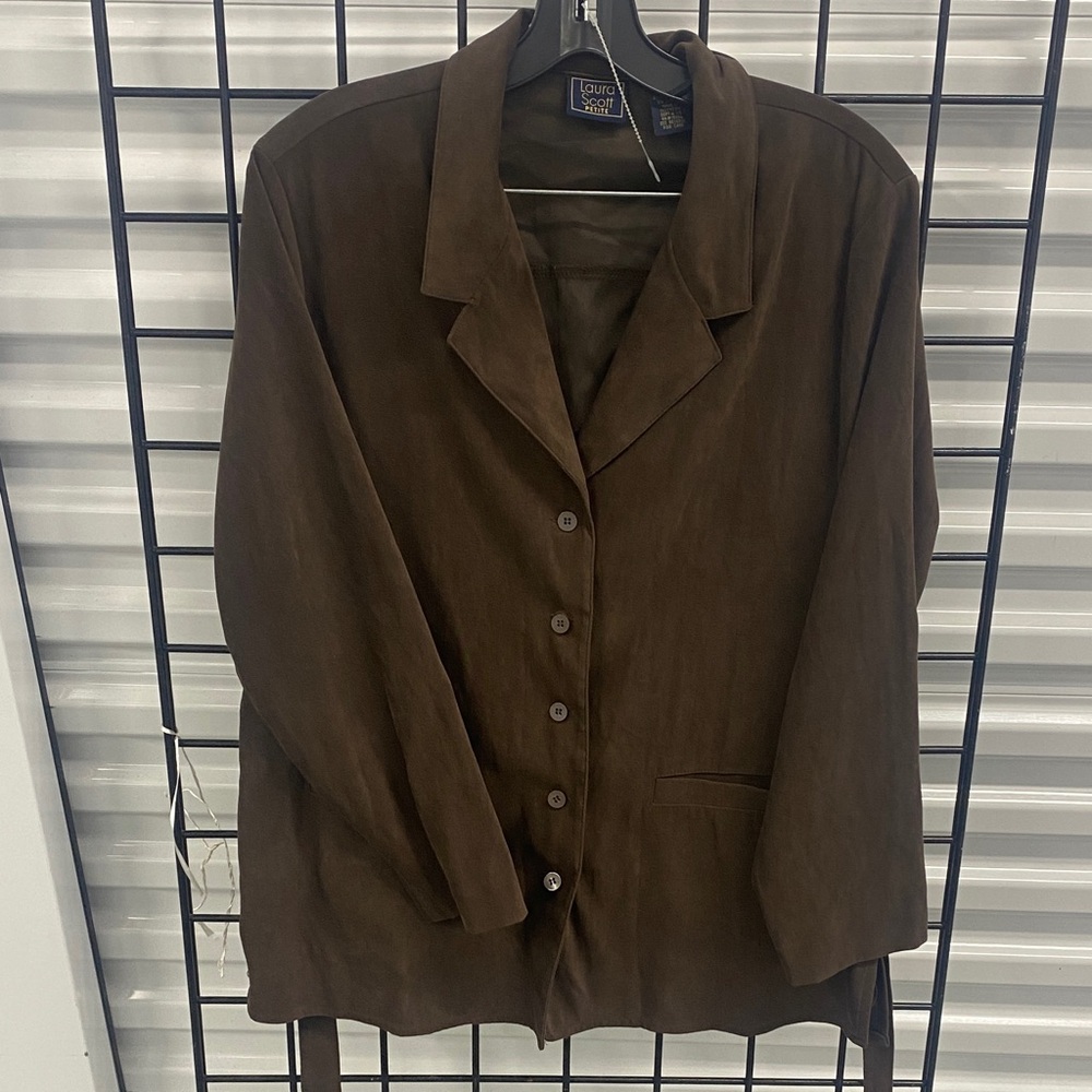 Laura Scott Dark Brown Button-Front Blazer Jacket